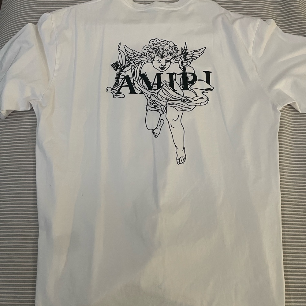 White Graphic T-Shirt with Angel Design Amiri